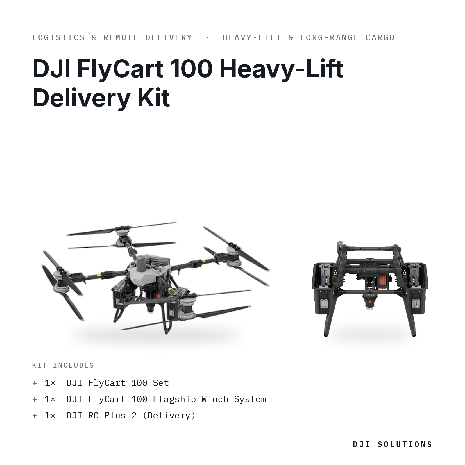 DJI FlyCart 100 Heavy-Lift Delivery Kit — kit contents graphic